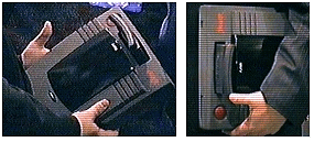 Sam Tramiel showing the Jaguar Duo prototype at CES