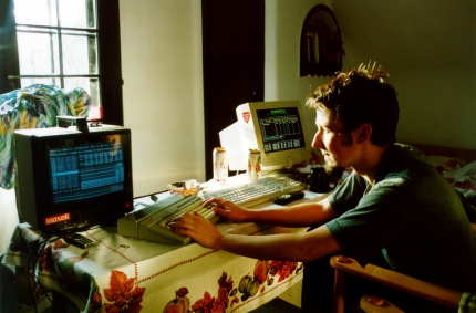 [Photo: Greg at work, Theta Music Compose on the left]