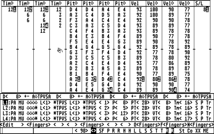 [Screen-shot: Fingers screen]