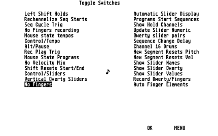 [Screen-shot: Sliders screen]