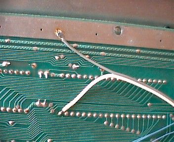 [Photo: 800XL solder joints for hardware reset]