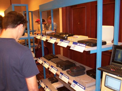 [Photo: Goodwill Computer Works' display of vintage gear]