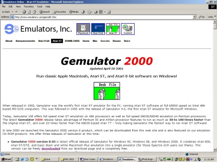 [Screen-shot: Gemulator 2000]