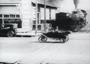 [Screen-shot: A stunt performed in early cinematography]