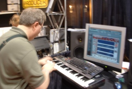 [Photo: Tim tickling the ivories]