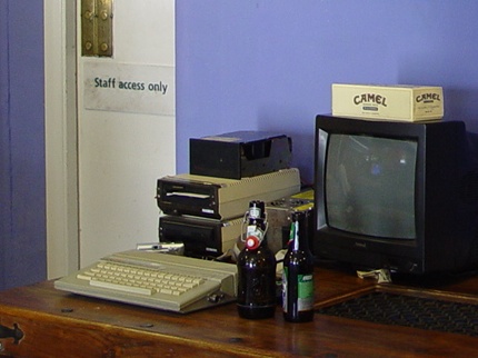 [Photo: XE computer and 1050 disk drives]