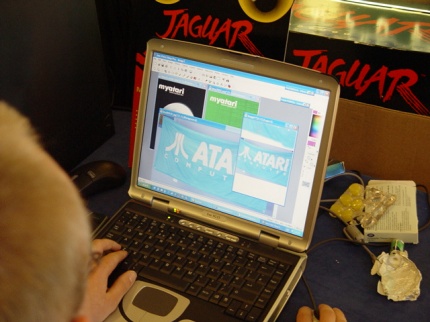 [Photo: Matthew working on MyAtari's June cover]