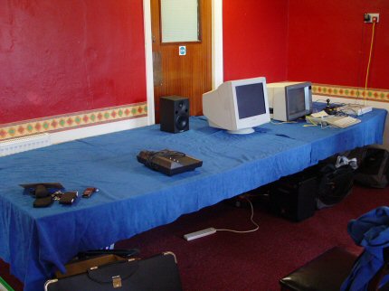 [Photo: The MyAtari table shortly after we arrived]