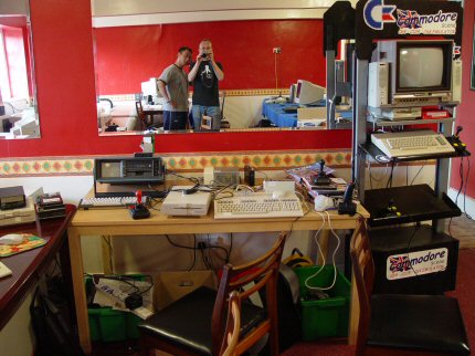 [Photo: Shiuming and I checking out the Commodore stand]