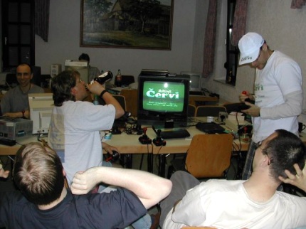 [Photo: R.I.K. drinking beer]