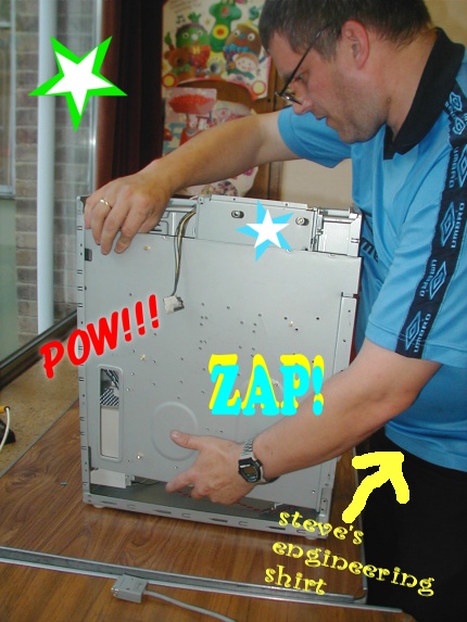 [Photo: Steve ripping into it]