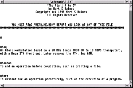 Screenshot of The Atari A to Z