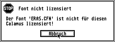 [Screen-shot: Calamus alert box]