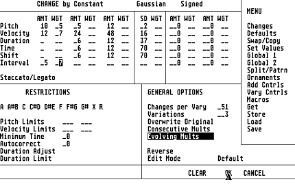 [Screen-shot: Change by constant screen]