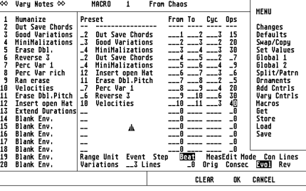 [Screen-shot: Macros screen]