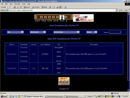 [Screen-shot: Zophar's links to PPC emulators]