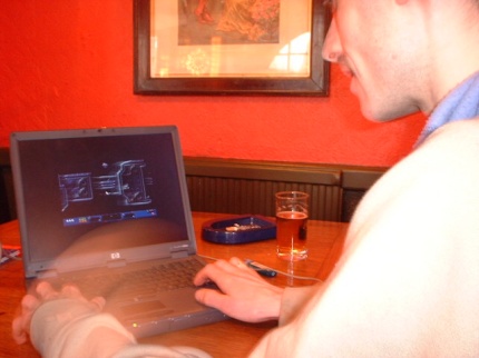 [Photo: Mike playing Uridium 2]