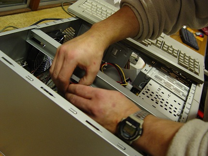 [Photo: Steve working on CT60 Falcon]