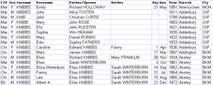 [Screen-shot: Spreadsheet extract]