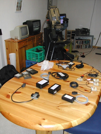 [Photo: Camera and lighting pointing at the dining table]