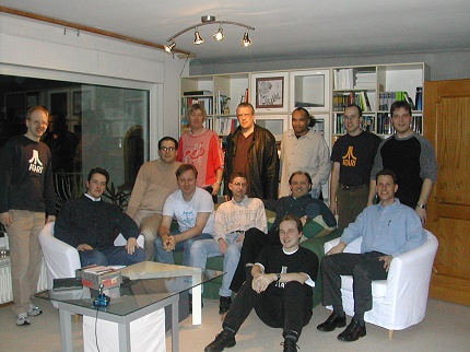 [Photo: Group photo with ten RAF and three film crew]