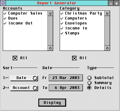 [Screen-shot: Report generator]