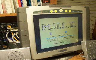 [Photo: Genesys running Atari 8-bit emulator]