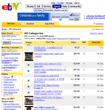 [Screen-shot: eBay search for Atari 2600 games]