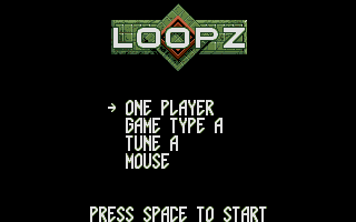 [Screen-shot: Loopz ST menu]