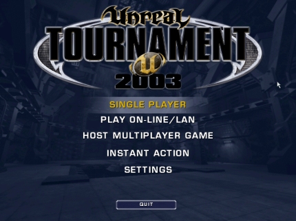 [Screen-shot: UT2003 main menu]