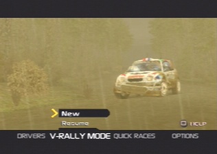 [Screen-shot: V-Rally Mode menu]