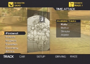[Screen-shot: Selecting the track]