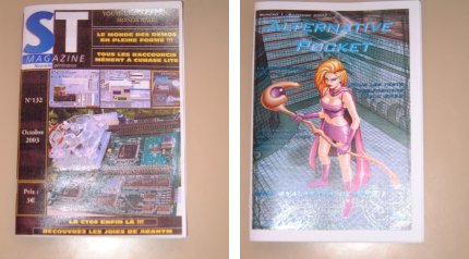 [Photo: French Atari magazines]