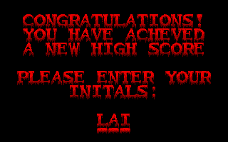 [Screen-shot: High score table]