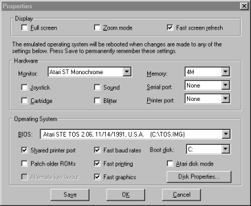 Screen-shot of Properties dialog