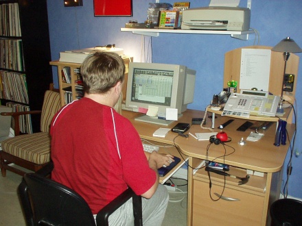 [Photo: Erik hard at work on his Hades060]