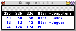 [Screen-shot: Group selection from Atari-Computing folder]