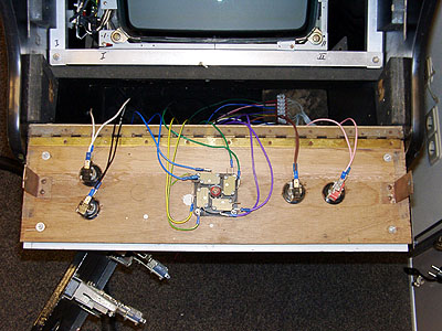 [Photo: Micro switches wired to the keyboard controller]