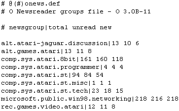 [Screen-shot: Contents of ONEWS.DEF file]