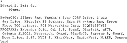 [Screen-shot: Standard sig file]