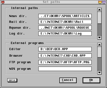 [Screen-shot: Set Paths dialog]