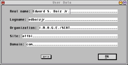 [Screen-shot: User Data dialog]