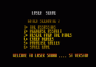 [Screen-shot: Game selection menu]