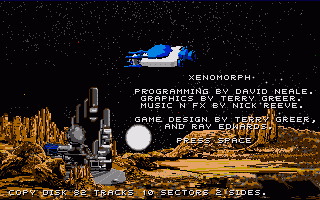 [Screen-shot: Xenomorph title screen]