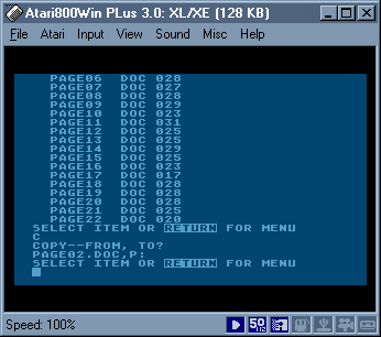 [Screen-shot: Output from Atari800WinPLus]