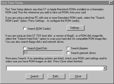 Screen-shot of First Time Setup dialog