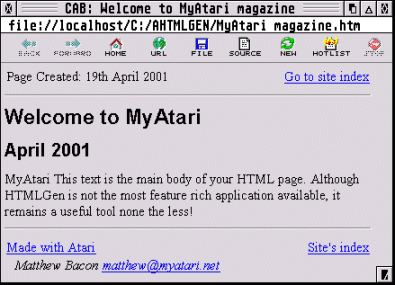 Screen-shot of HTMLGen