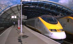 [Photo: Eurostar train at Waterloo International]