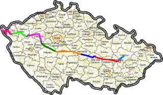 Mapa �R s vyzna�en�m trasy akce A� 2000